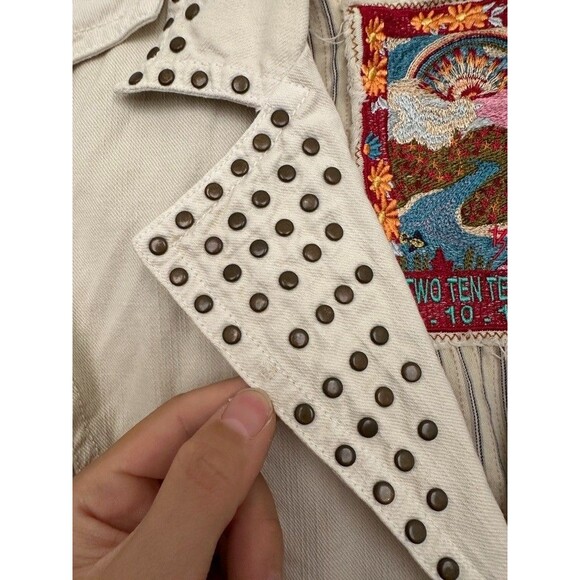 Johnny Was Biya Blazer Studded Embroidered White Y2k Bohemian Women's Size Small - Picture 4 of 16